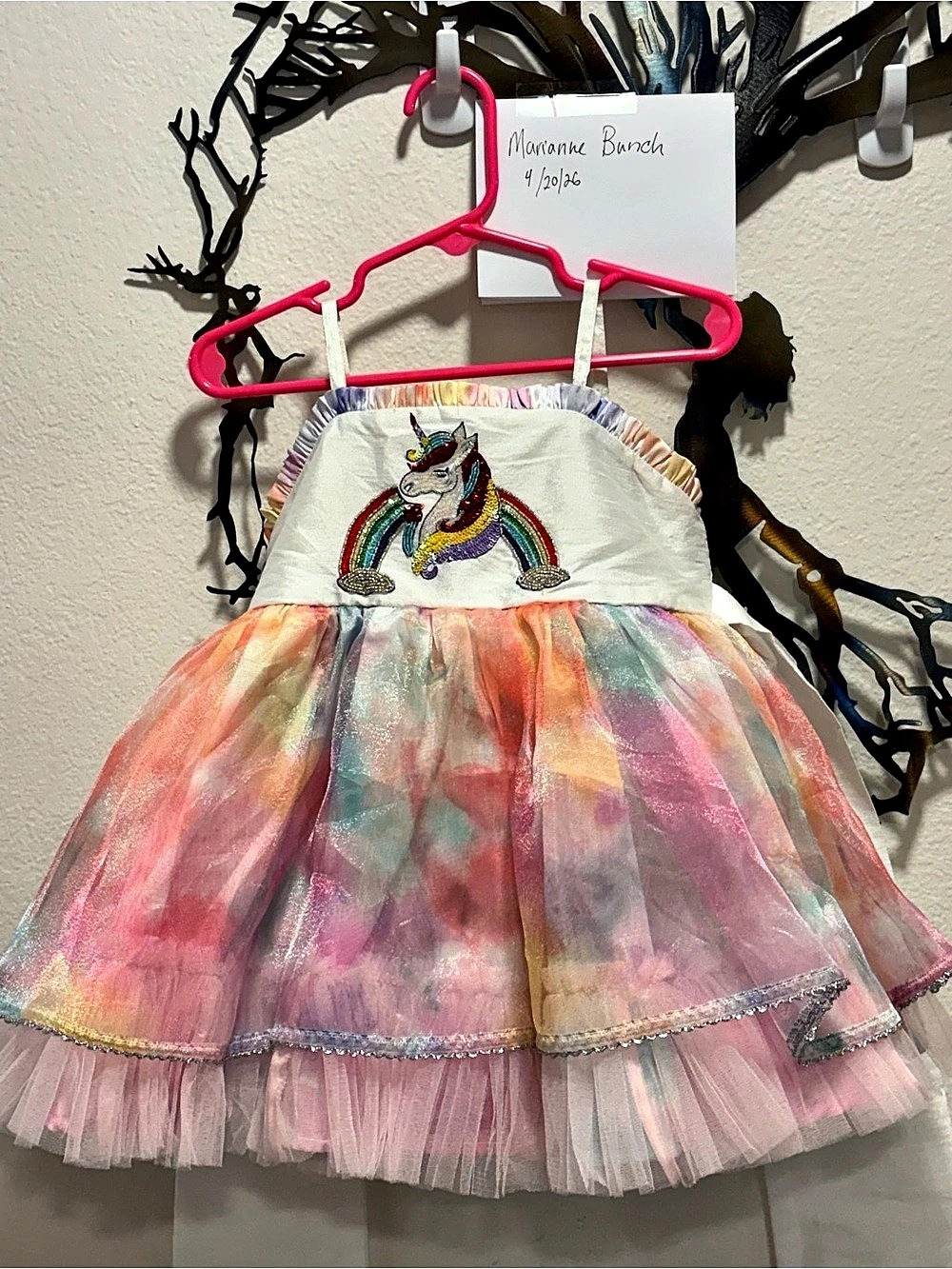 Oh Shana Unicorn Rainbow Gem Tie Dye Dress